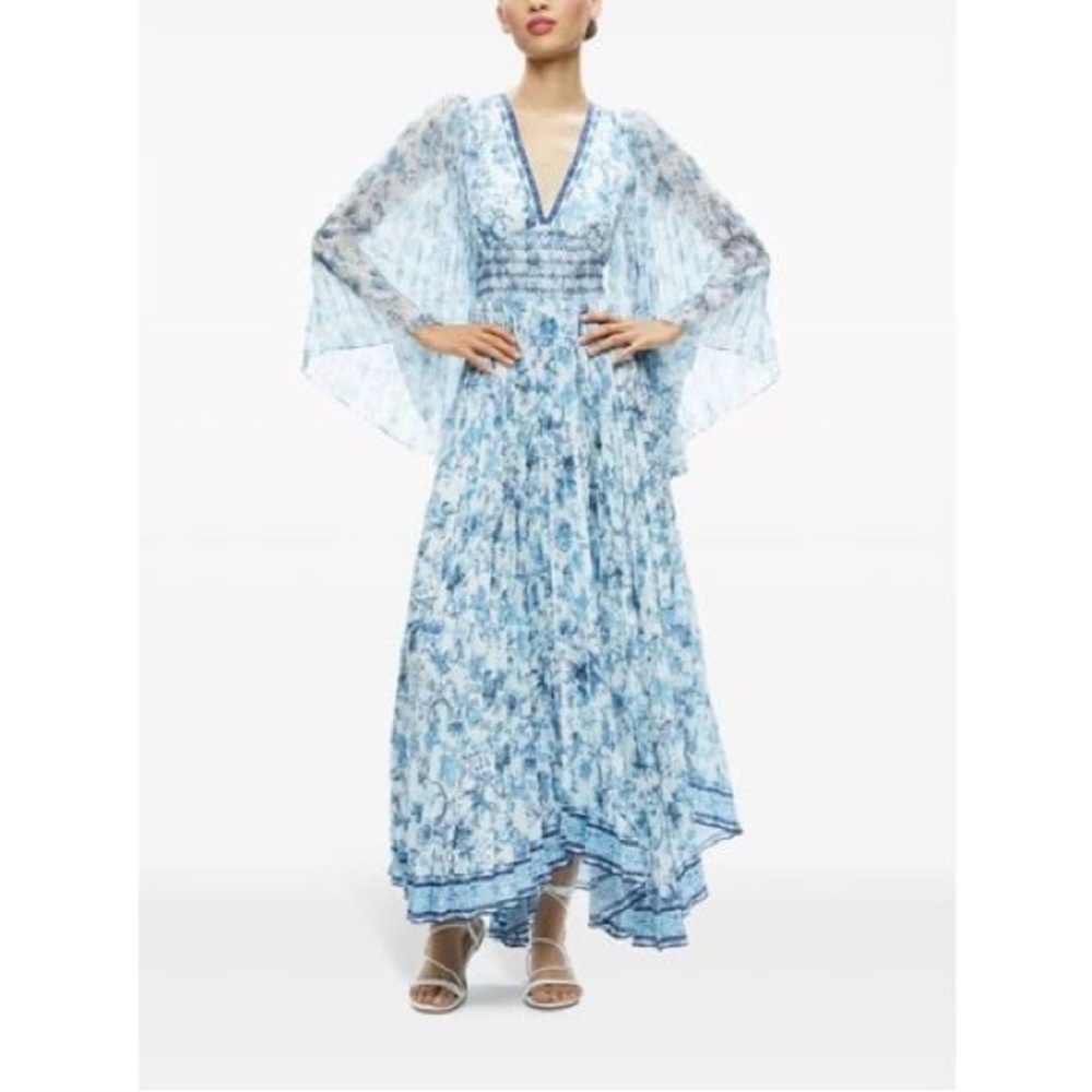 Elegant Blue Floral Maxi Dress